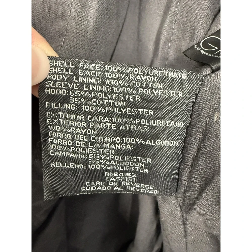 Kenneth Cole Reaction Jacket Mens 2XL Black Faux Leather Hooded Moto Zip‎ Bomber